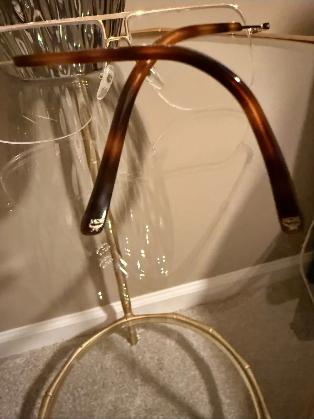 MCM Gold Rim Aviator-Style Reading Glasses with Brown Case